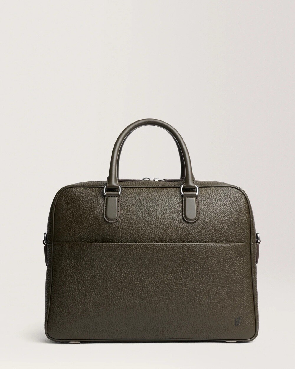 Carl Friedrik Dunloe Briefcase Full-Grain Leather Dark Olive 13L NEW Authentic